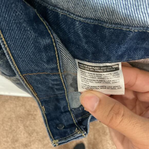 Levi's Blue Denim Distressed Straight Leg Overalls Sz M - Picture 5 of 12